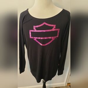 Harley Davidson XL Long Sleeve Top With Pink Bling